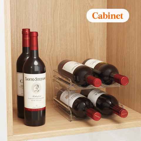 Diseño patentado que mantiene las botellas estables.