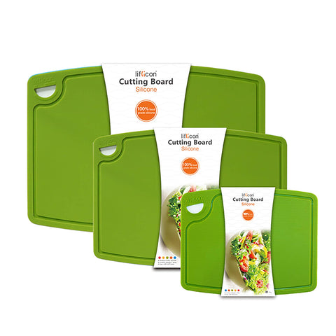 Liflicon: tabla de corte silicona grande verde, superficie estable para grandes porciones.