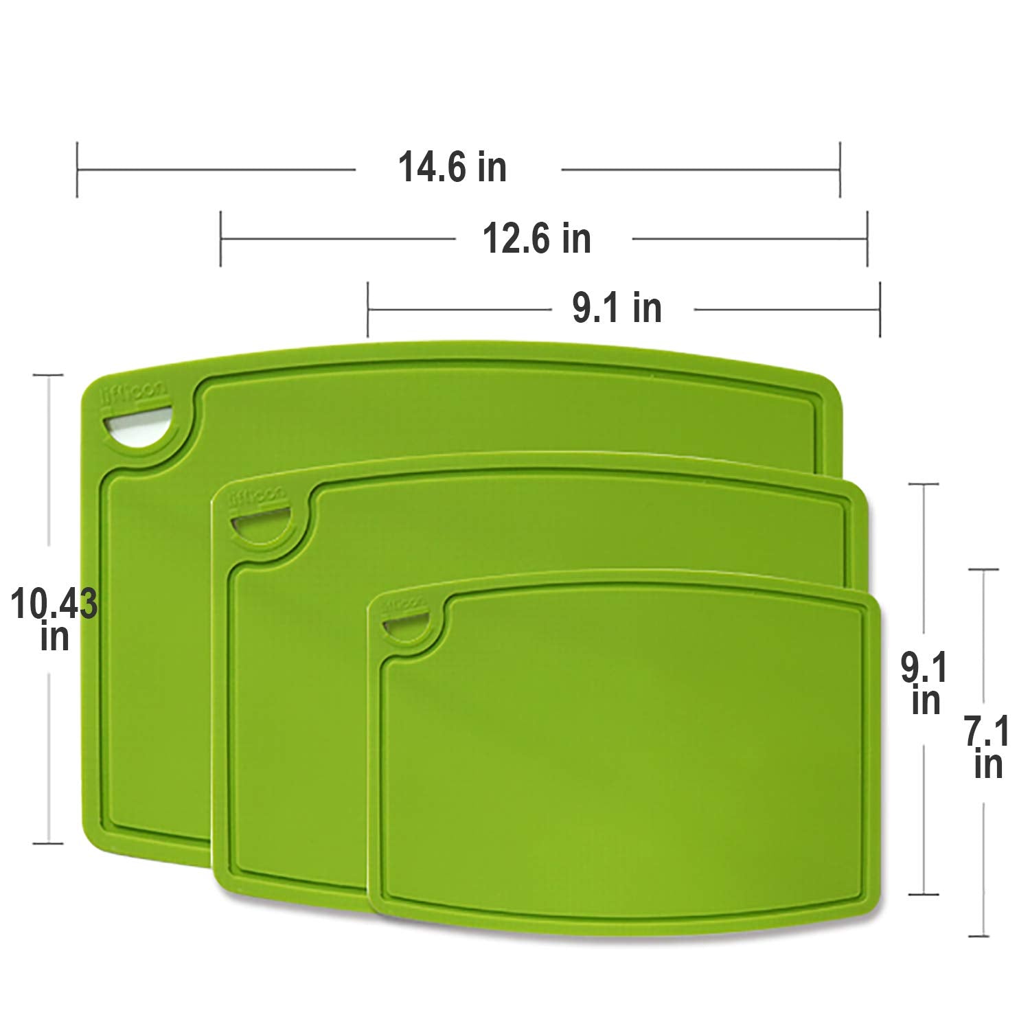 Liflicon: tabla de corte silicona mediana verde, tamaño ideal para salsas y verduras.