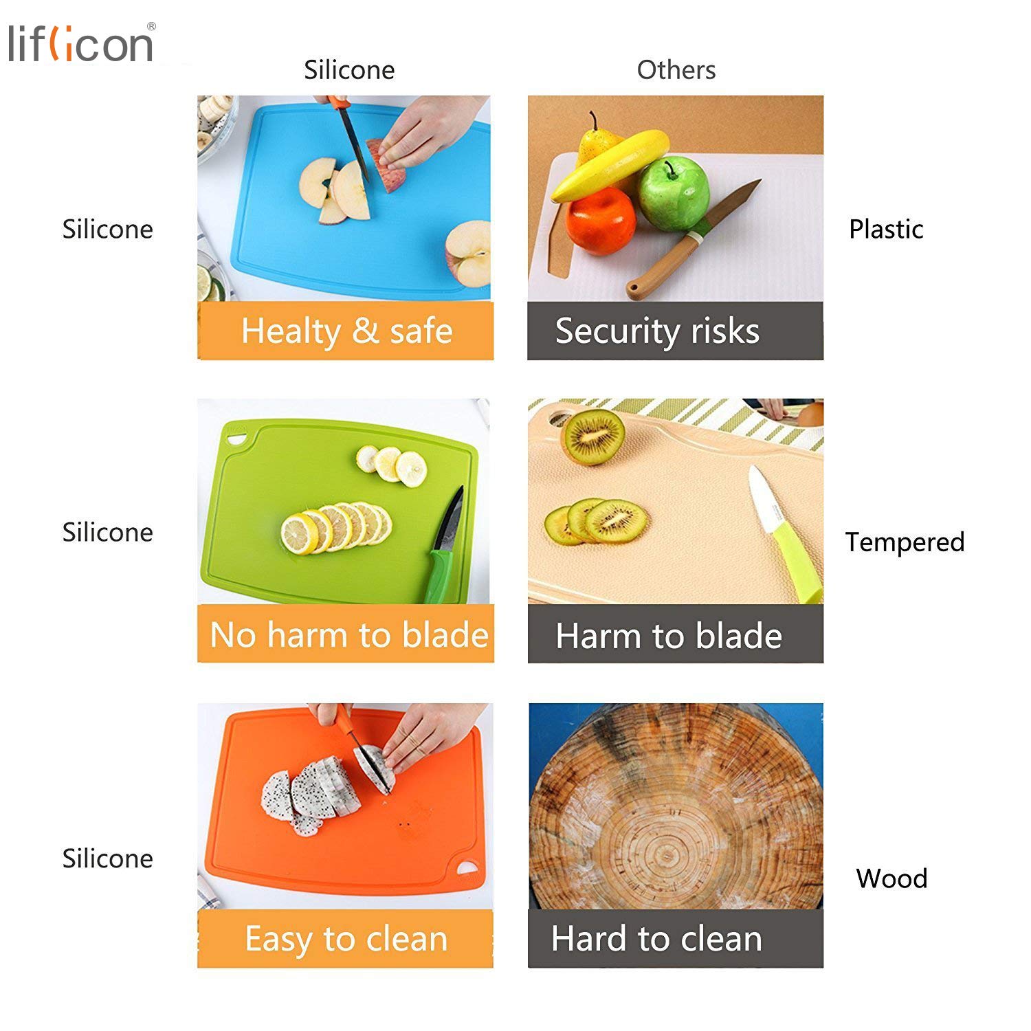 Liflicon juego codificado por colores para evitar cruces de sabor.