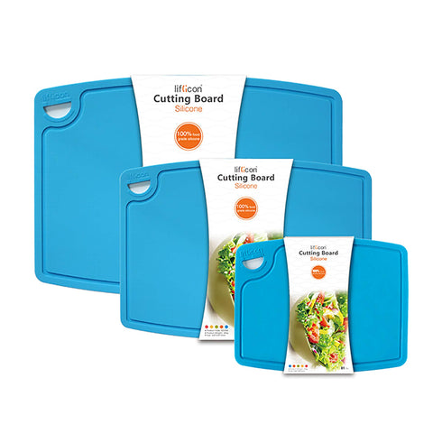 Liflicon tableros de silicona 3 piezas con ranuras para jugo para cortar sin derrames.
