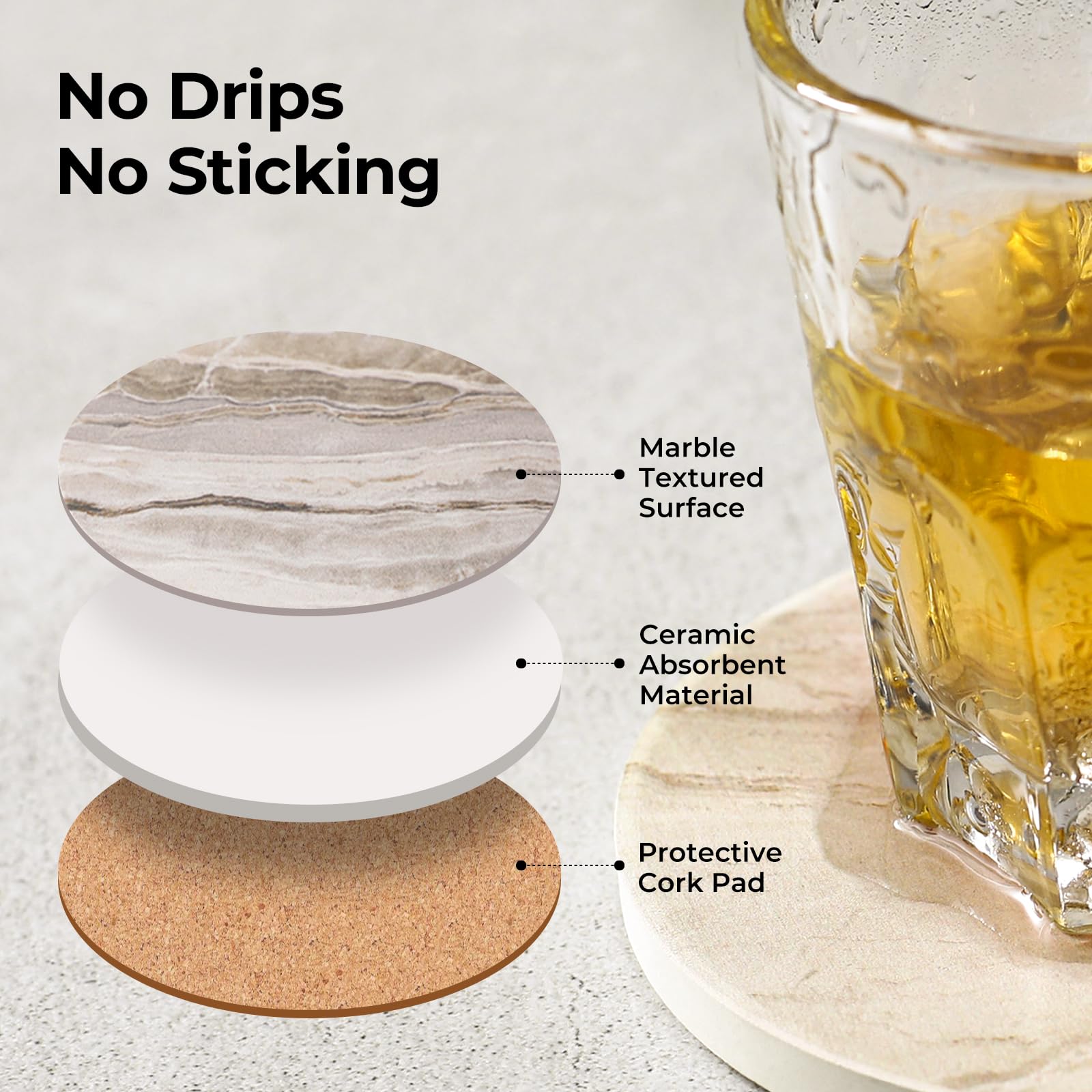LIFVER posavasos absorbentes con base de corcho evitan rayaduras.