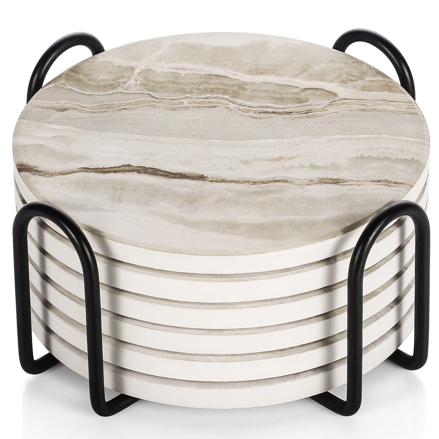 LIFVER set de posavasos absorbentes de piedra con soporte protegen la mesa