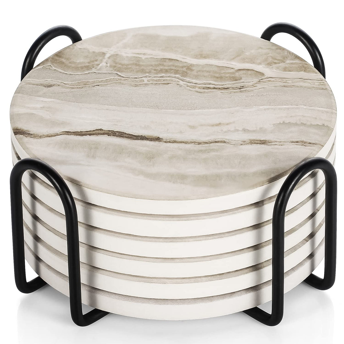 LIFVER set de posavasos absorbentes de piedra con soporte protegen la mesa