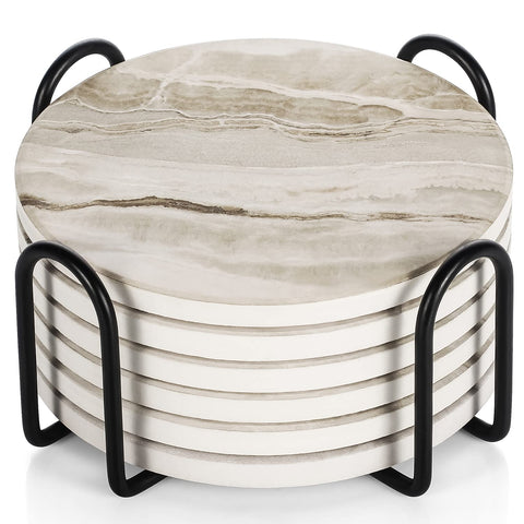 LIFVER set de posavasos absorbentes de piedra con soporte protegen la mesa