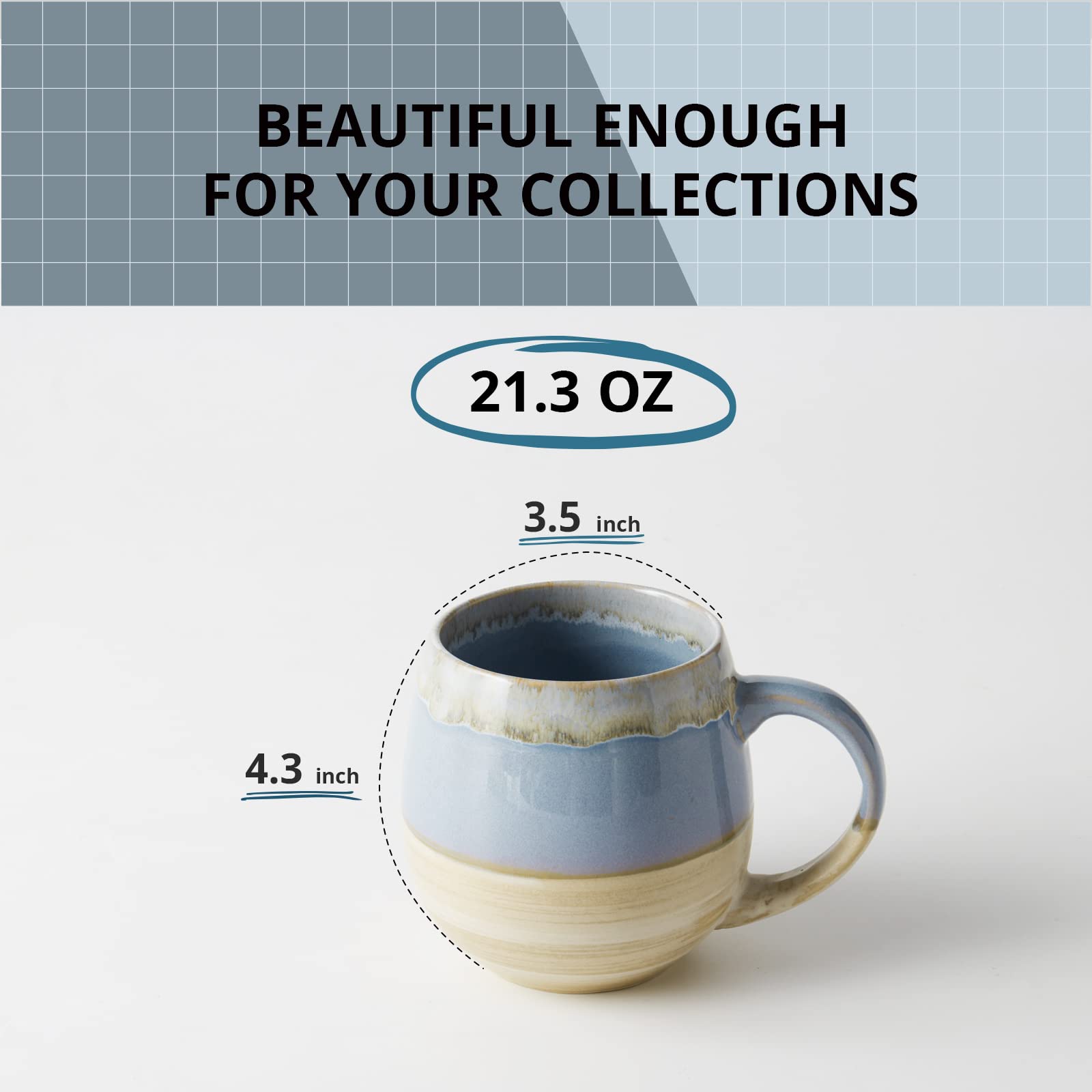 Ideal para té, café o chocolate caliente, estilo azul que combina con la decoración.
