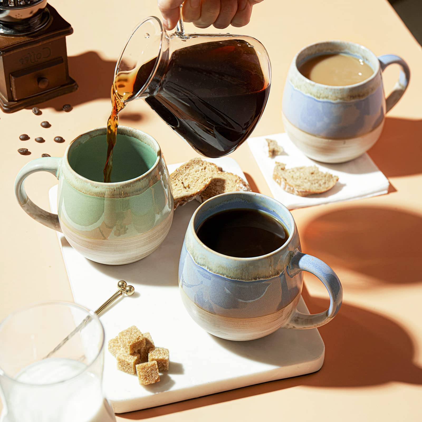 Conjunto de dos tazas LIFVER azules, cerámica duradera para compartir el café.