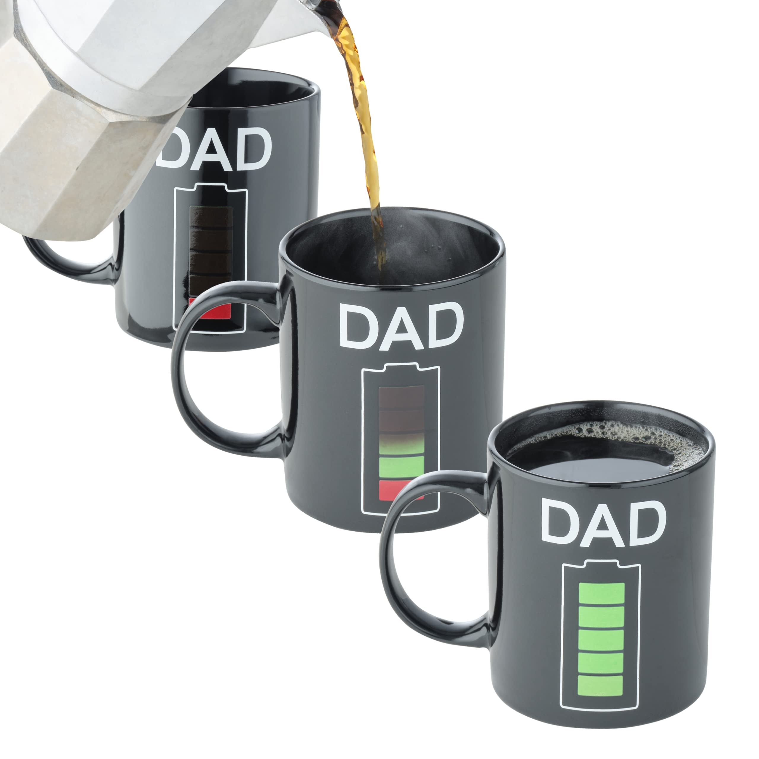 Taza Light Autumn cambia color con calor y diseño de batería, ideal como regalo.