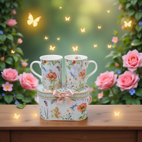 Lightahead diseño floral en tazas de china ósea, estilo elegante