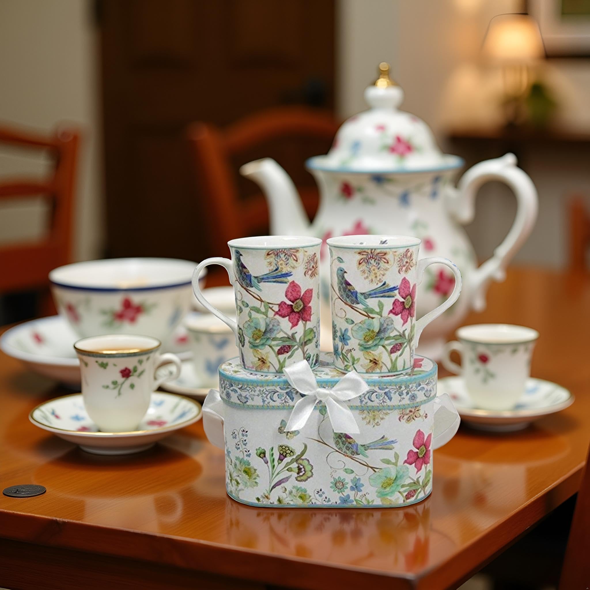 Lightahead – taza para momento de café de hueso, azul suave