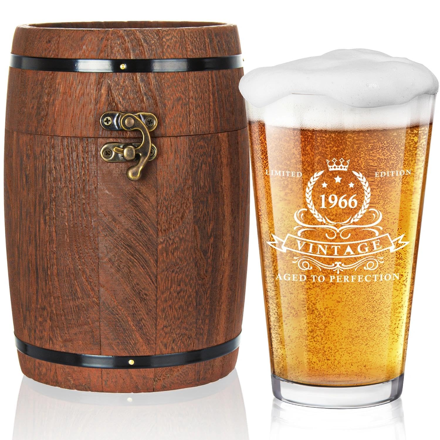Vaso LIGHTEN LIFE 1966 con caja barril, ideal para celebrar 60 años con estilo.