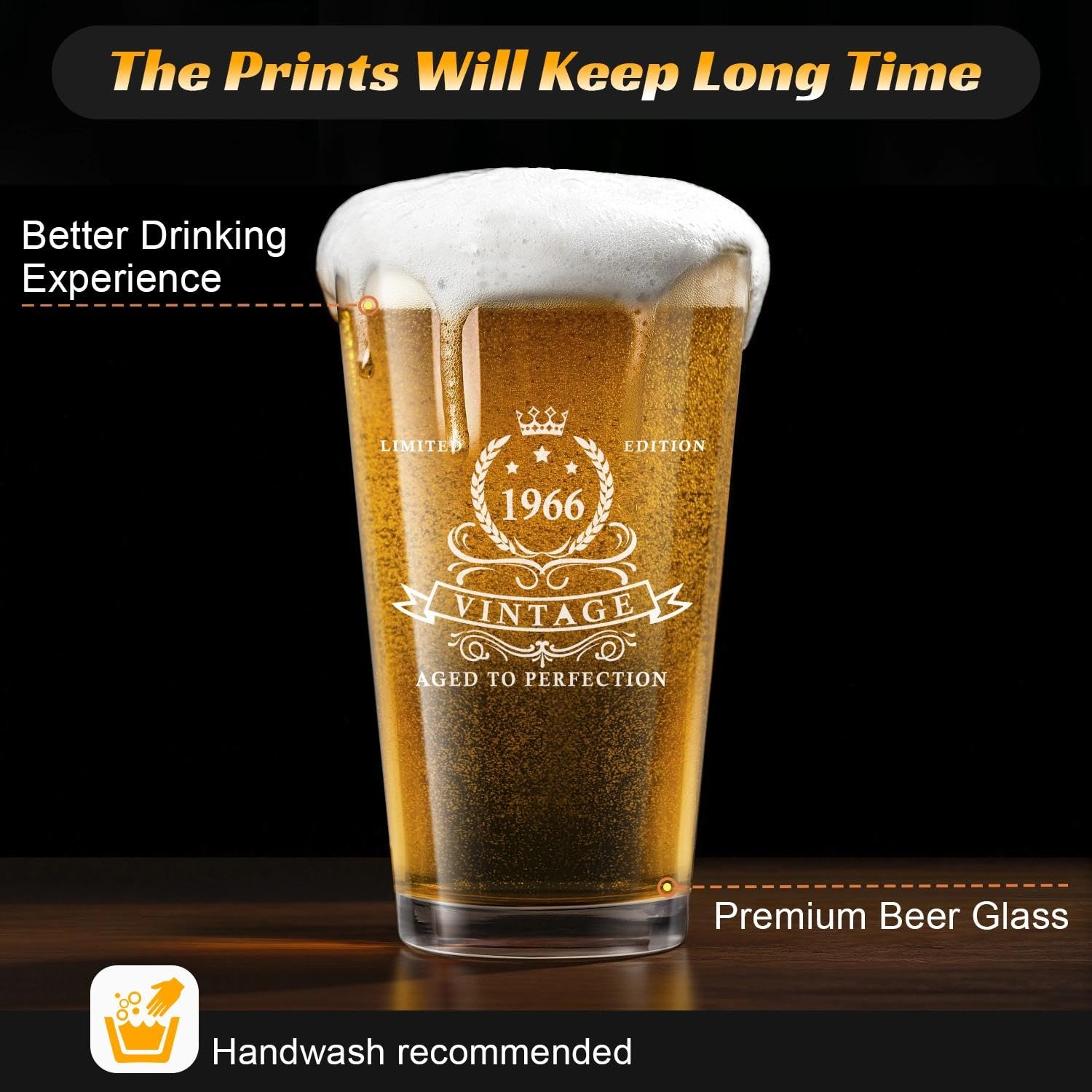 Vaso LIGHTEN LIFE sin plomo, resistente para cerveza y otras bebidas.