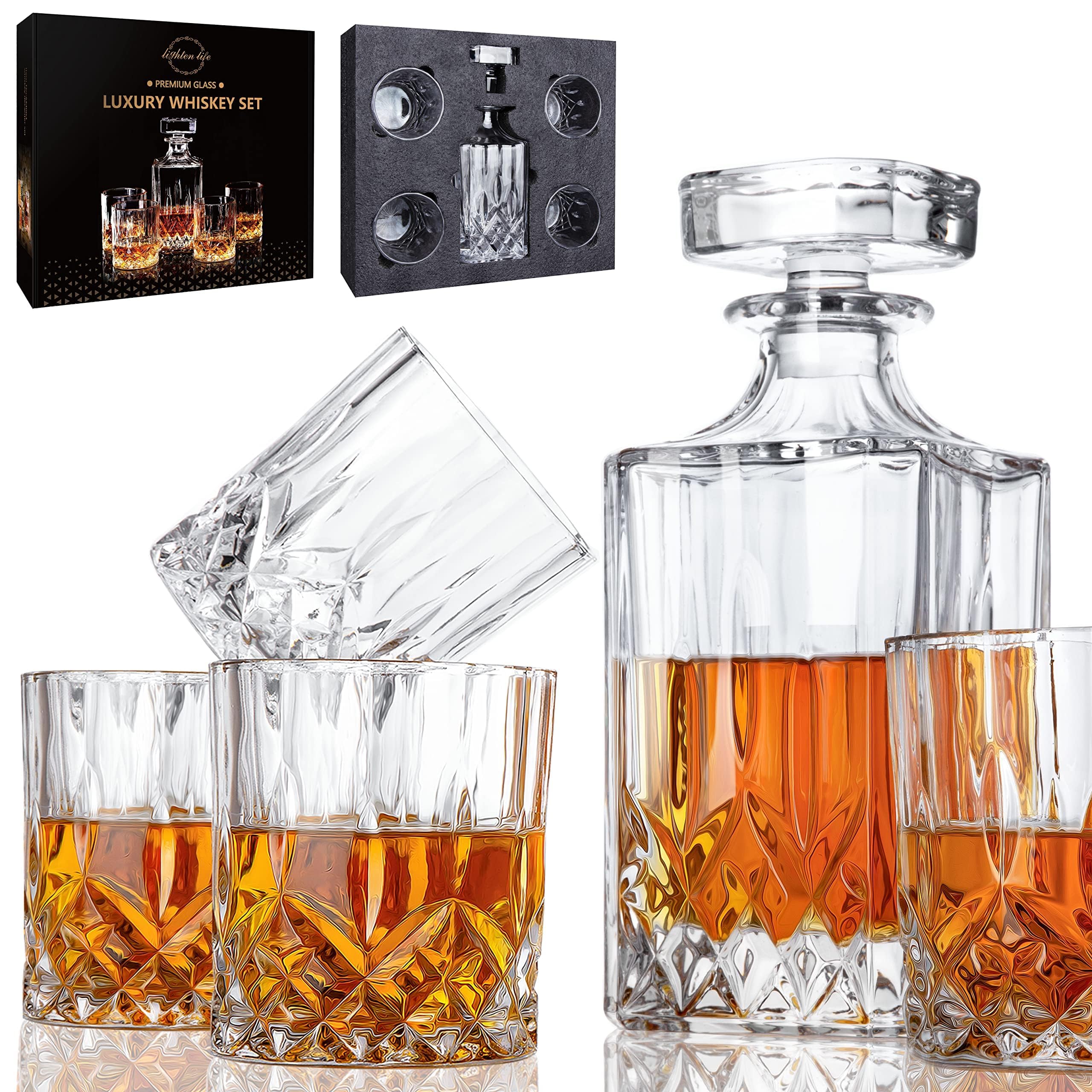 LIGHTEN LIFE vasos whisky cristal 10 oz, copa elegante para degustaciones