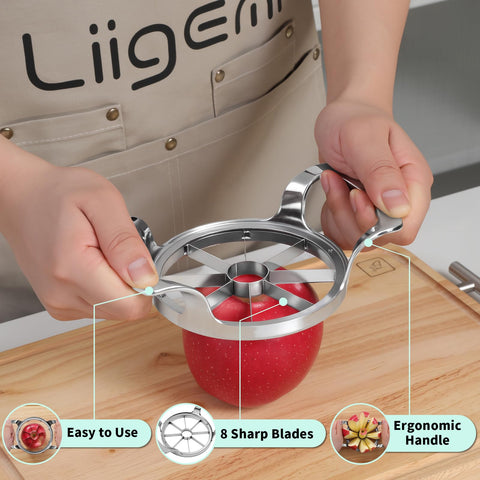 LIIGEMI asa espejada que mejora el agarre al cortar la manzana.