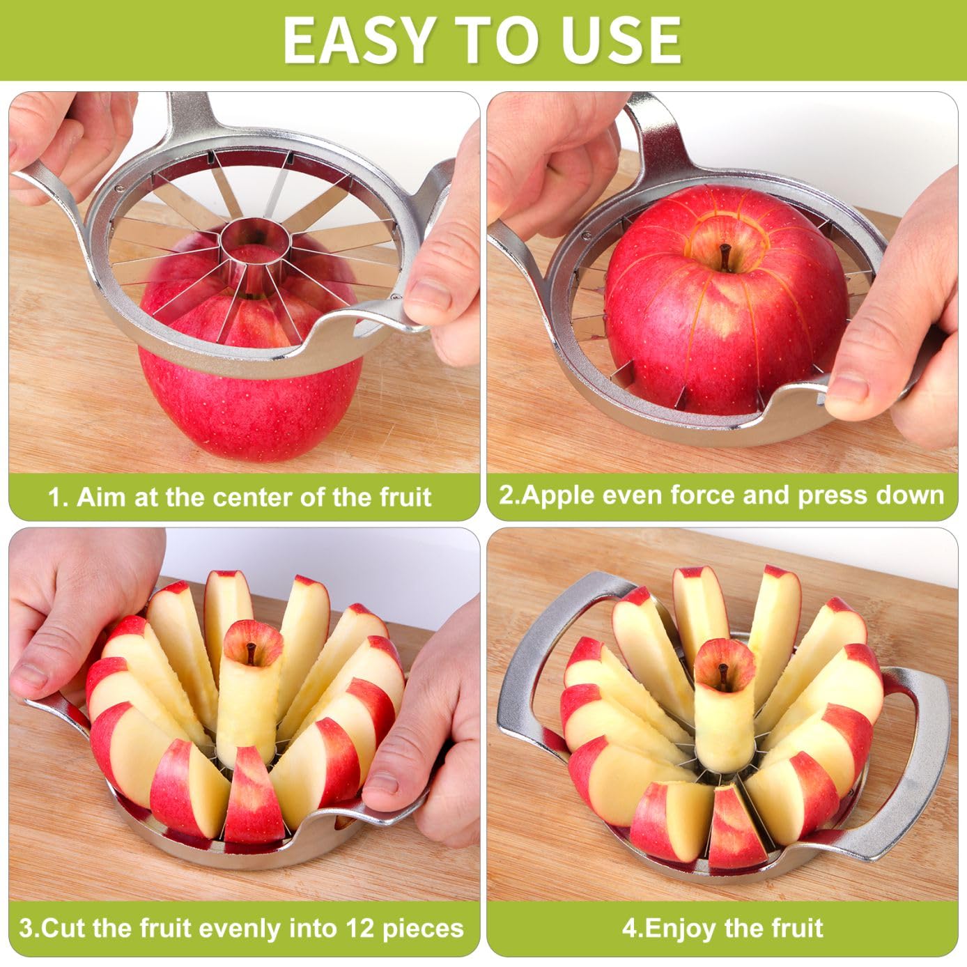 LIIGEMI cortador de manzanas con mango escarchado y antideslizante