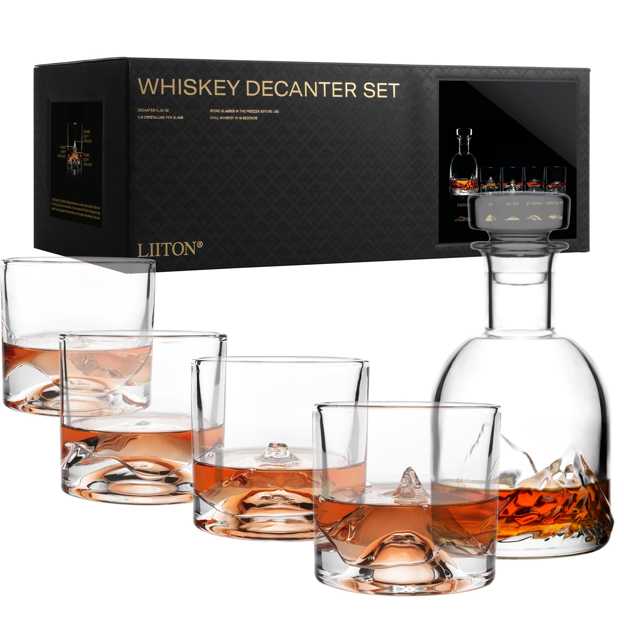 LIITON Las Cumbres decantador de cristal con diseño de montañas para regalar