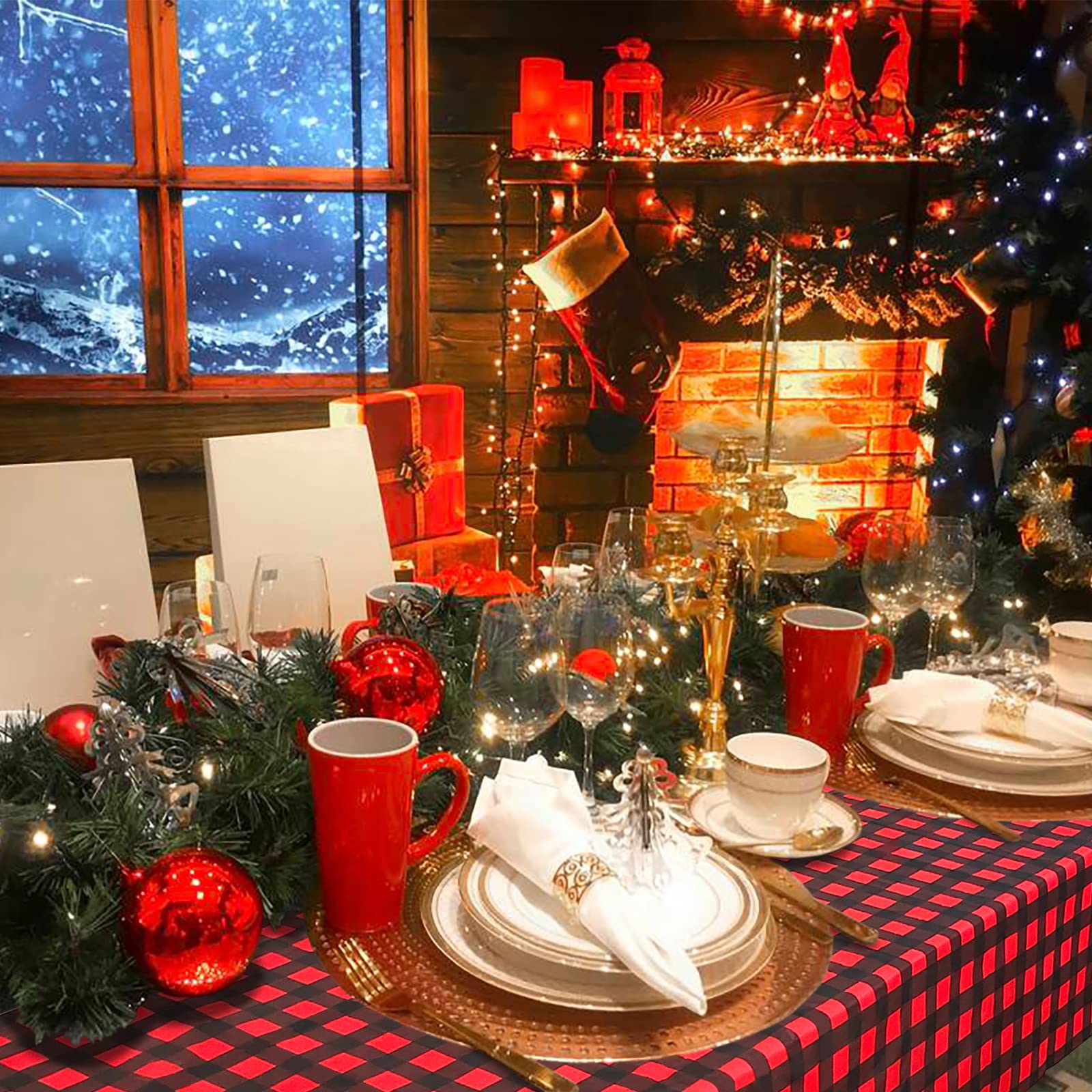 LIKAJON mantel decorativo para eventos con diseño rojo-negro
