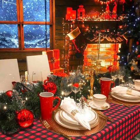 LIKAJON mantel decorativo para eventos con diseño rojo-negro