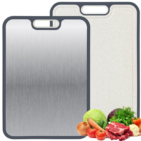 Likorlove tabla de corte titanio doble caras, ideal para carnes y mariscos.