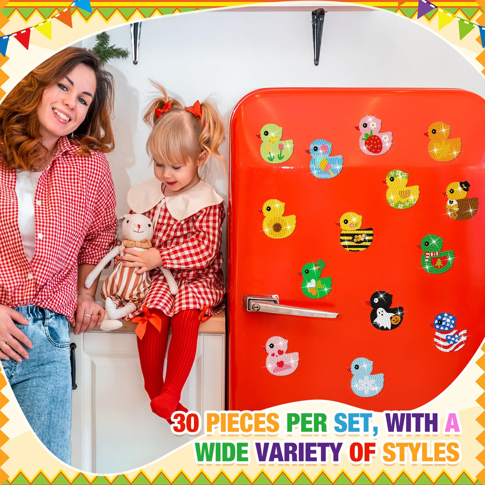 Pato diamante de Liliaafar, ideal para decorar el refrigerador con brillo.
