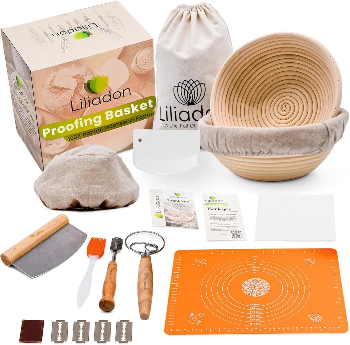 Liliadon kit masa madre canastas fermentacion para pan, soporte uniforme