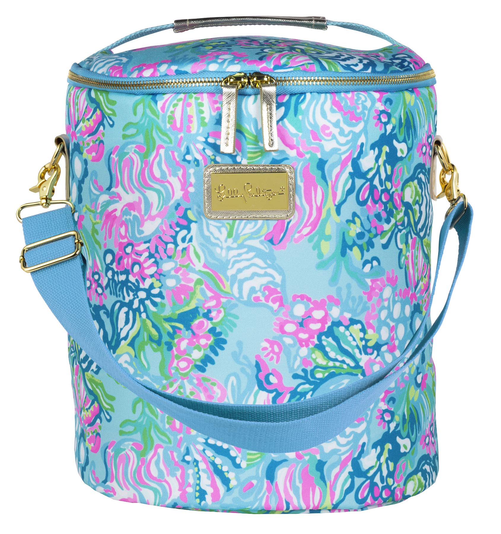 Lilly Pulitzer bolsa isotérmica de playa Azul-Verde mantiene bebidas frías en la arena.