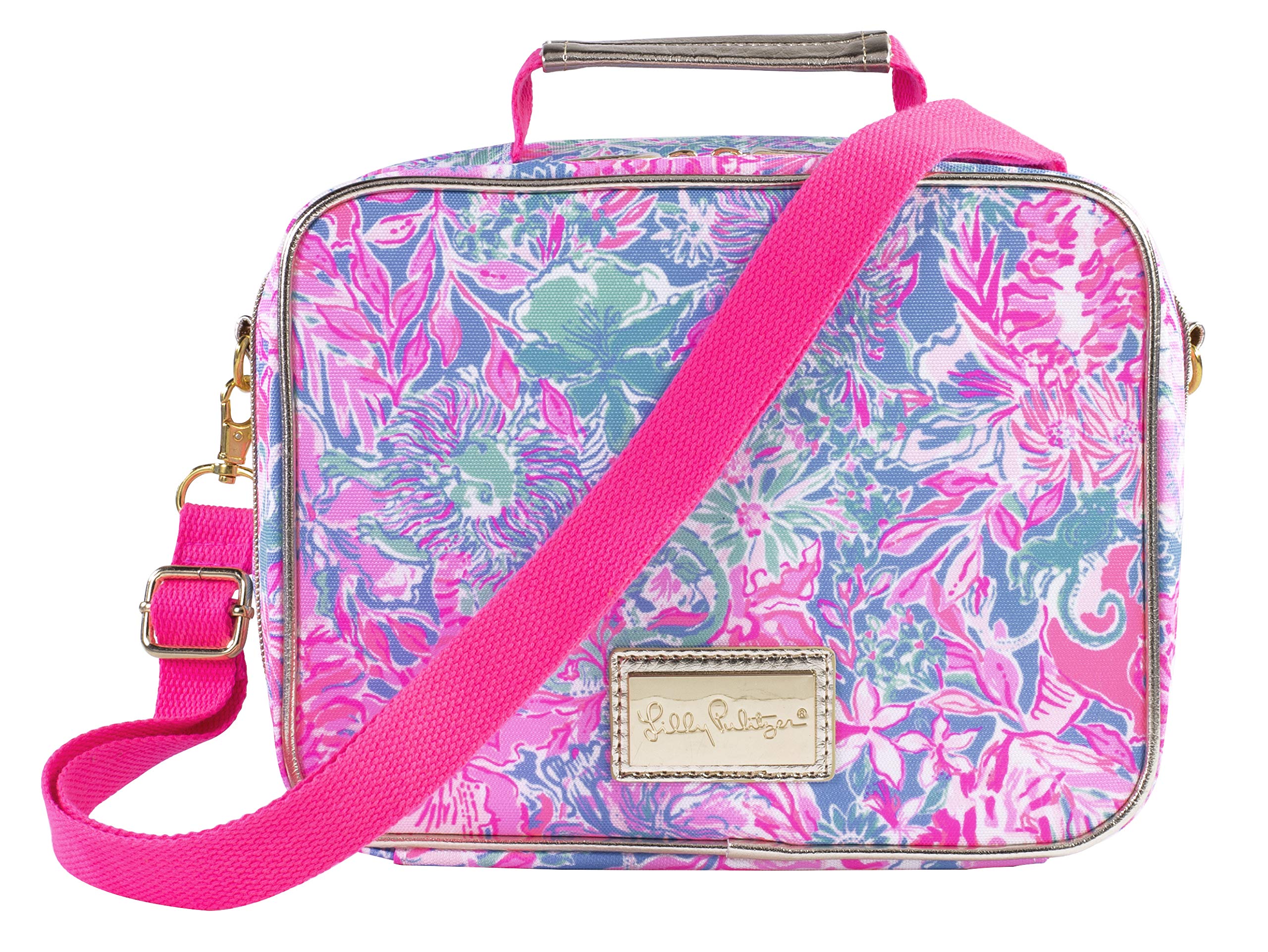 Bolsa térmica Lilly Pulitzer con interior blanco mantiene la temperatura adecuada.