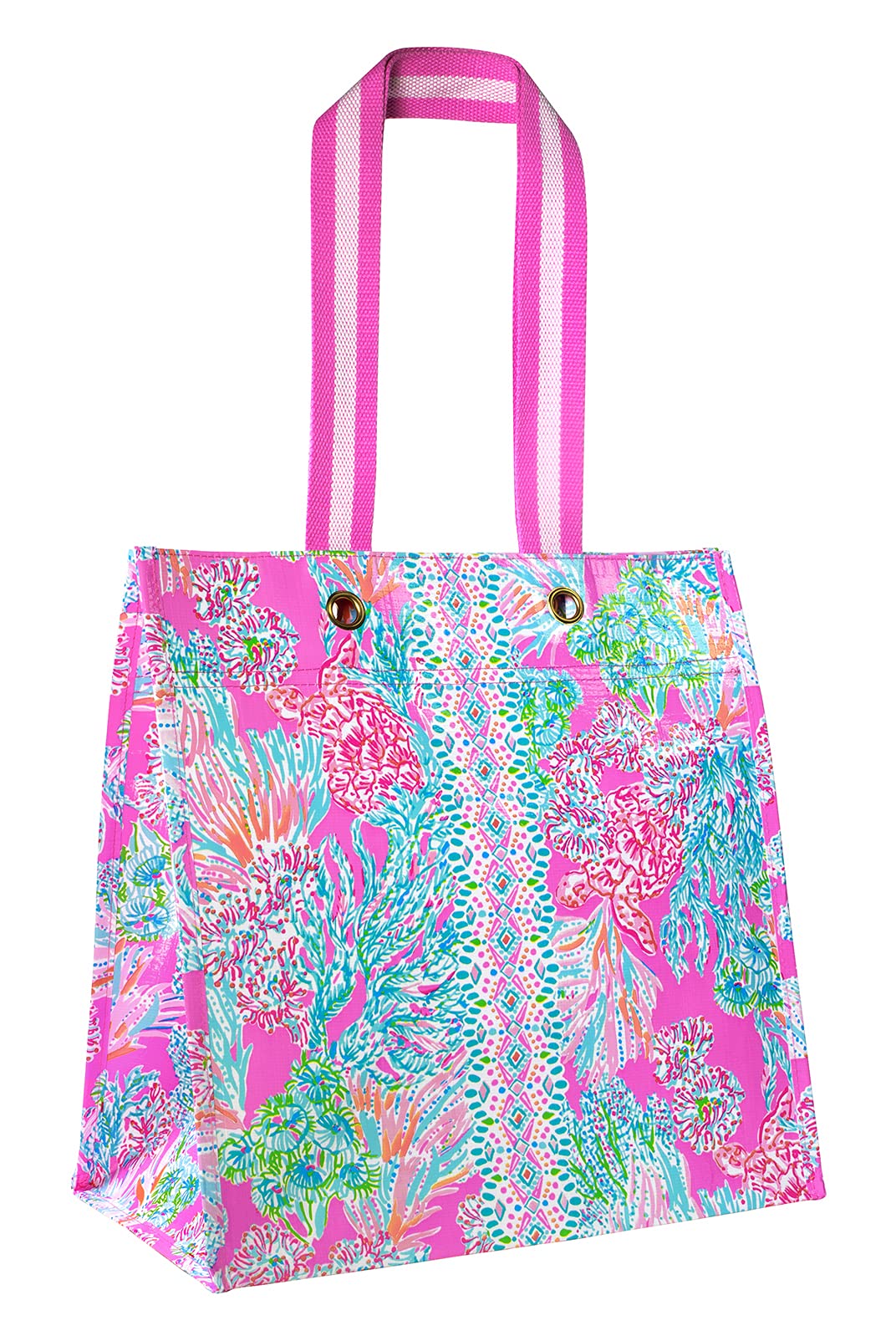 Bolso Lilly Pulitzer Pink Market, vista frontal para compras reutilizables