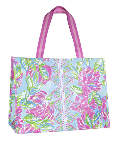 Lilly Pulitzer Bolso de mercado XL Rosa-Verde, perfecto para compras diarias y estilo.