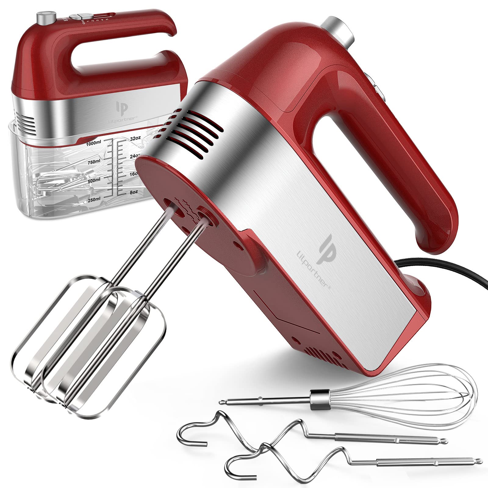 Batidora de mano LILPARTNER 450W roja lista para batir crema