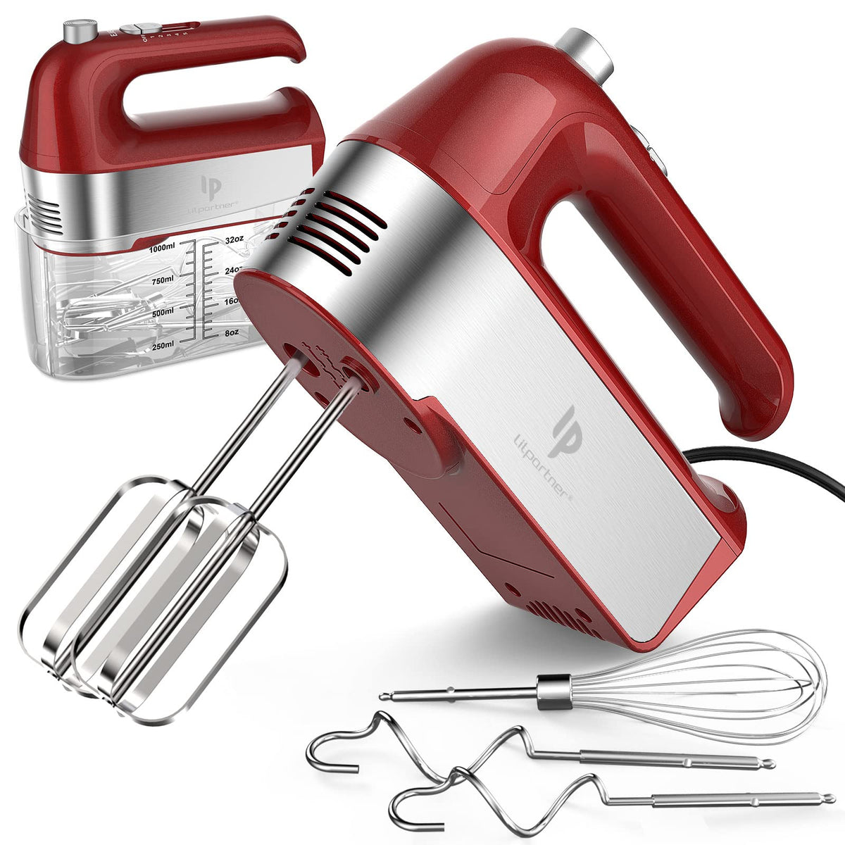Batidora de mano LILPARTNER 450W roja lista para batir crema