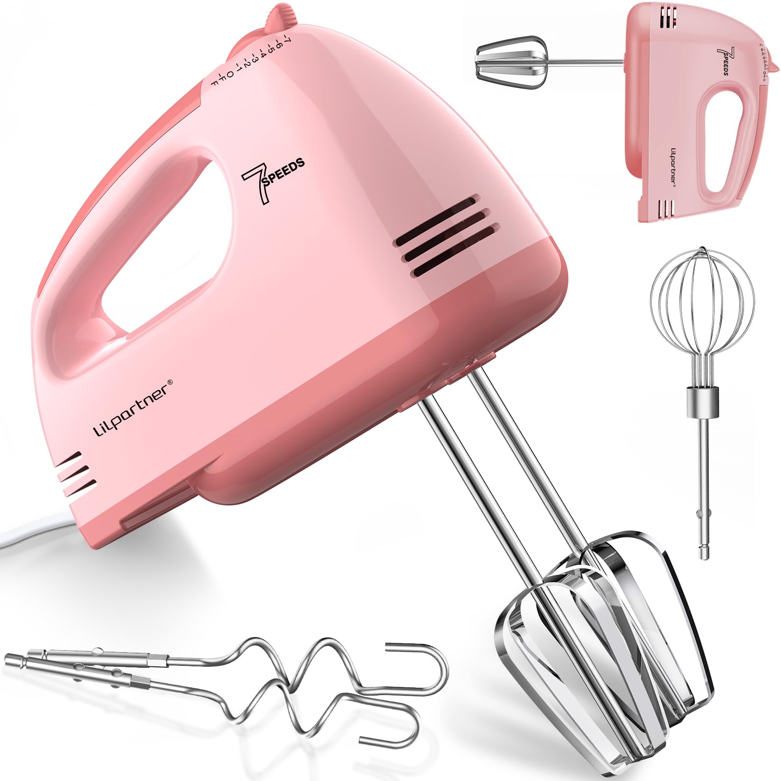 Mezcladora de mano LILPARTNER con 7 velocidades para batir huevos y crema.