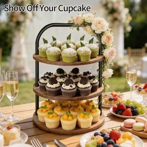 Exhibición decorativa en fiestas con el soporte Lilybud para pasteles.