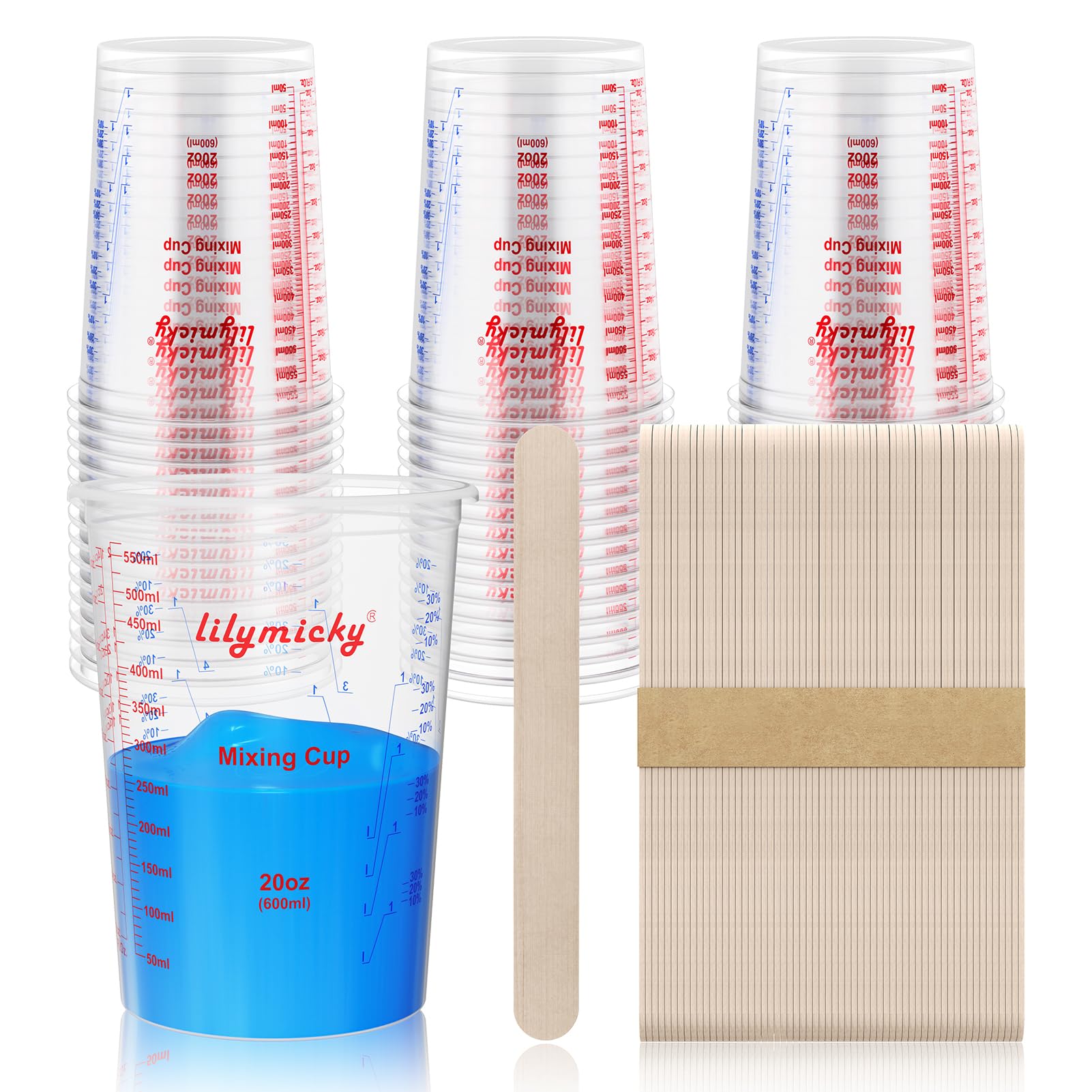 Lilymicky tazas de mezcla de 600 ml para medición precisa.