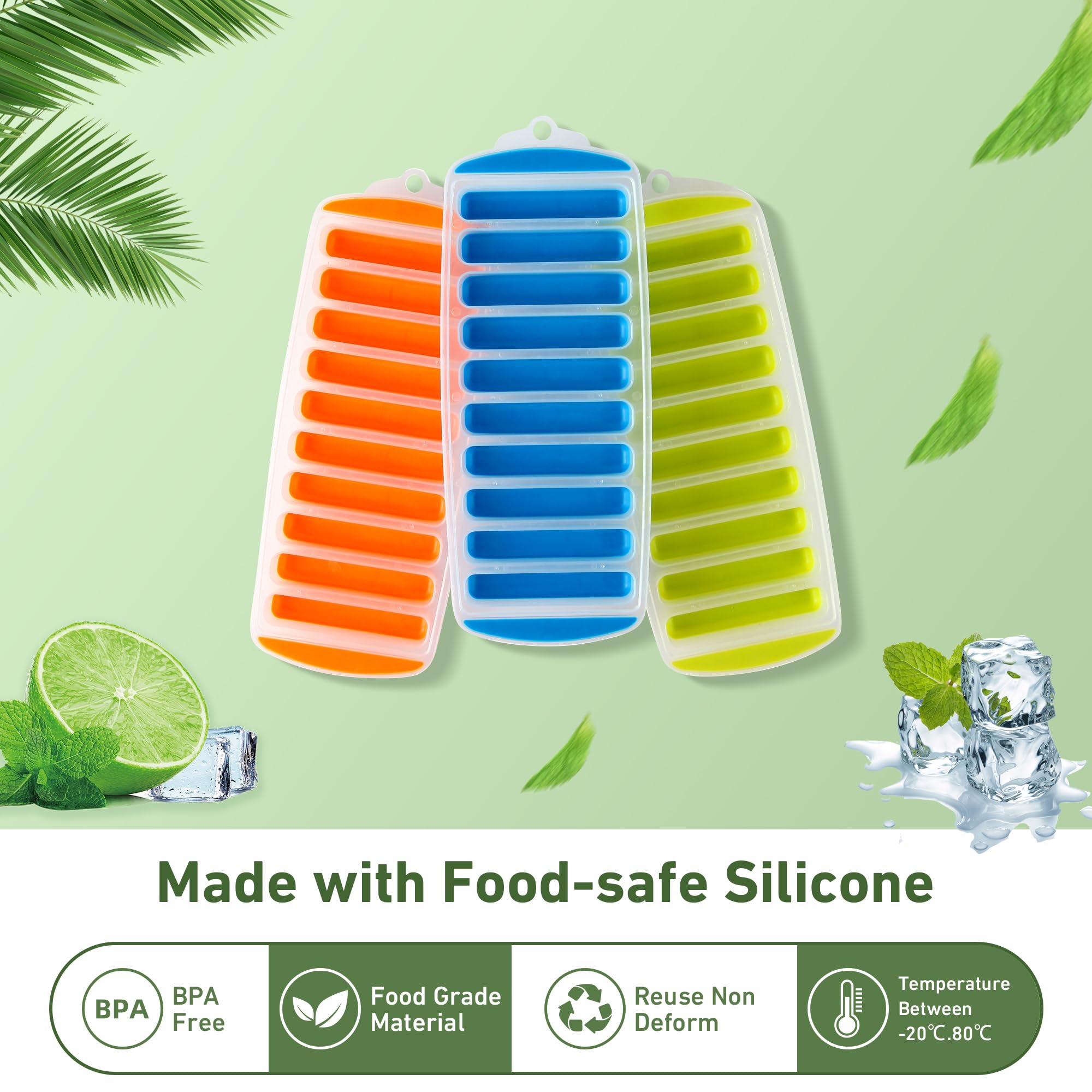 Lily's Home: silicona sin BPA, desmolde rápido para palitos de hielo.
