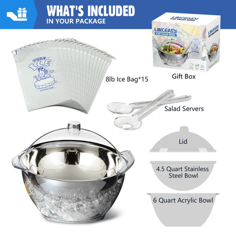 LIMOEASY base enfriadora con hielo para mantener las ensaladas frescas.