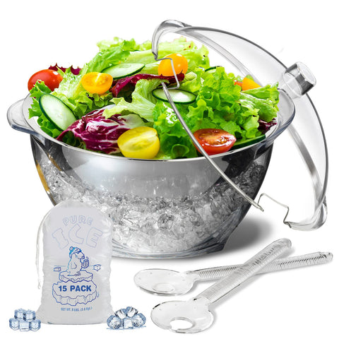 LIMOEASY ensaladera fría grande con tapa para servir ensaladas en fiestas.
