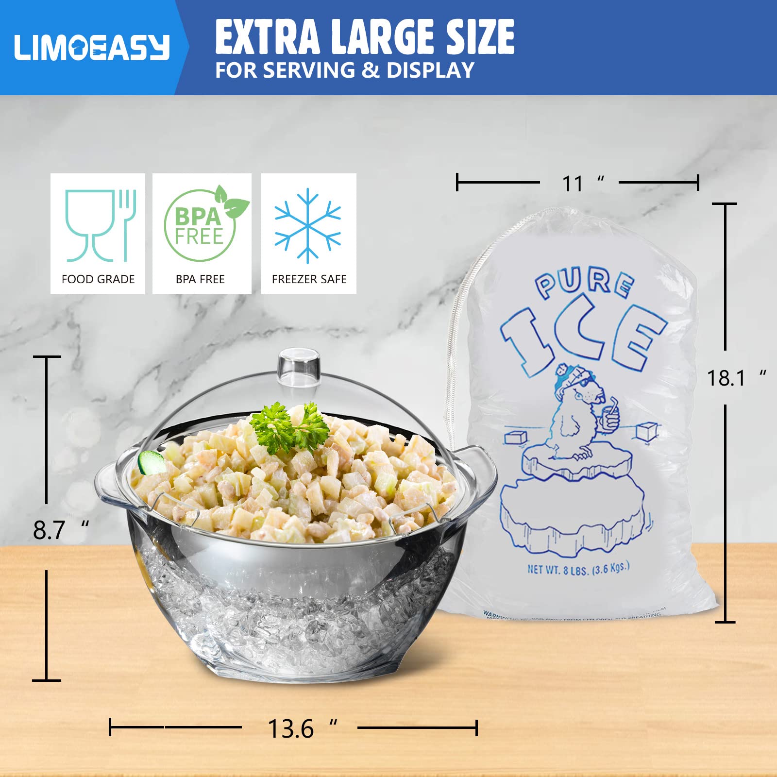 LIMOEASY tapa domo acrílica para ensaladas, exhibe y protege la comida.