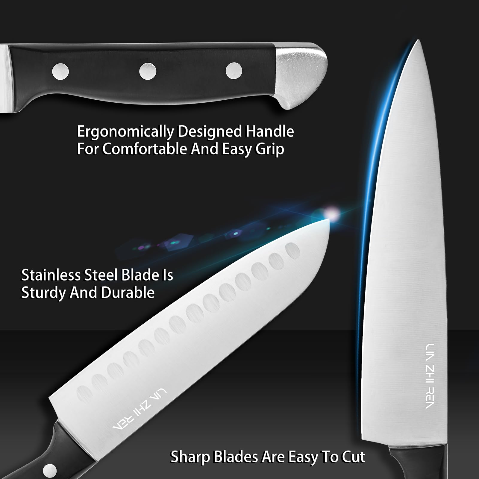 LIN ZHI REN cuchillo chef preciso y pulido para cortes finos