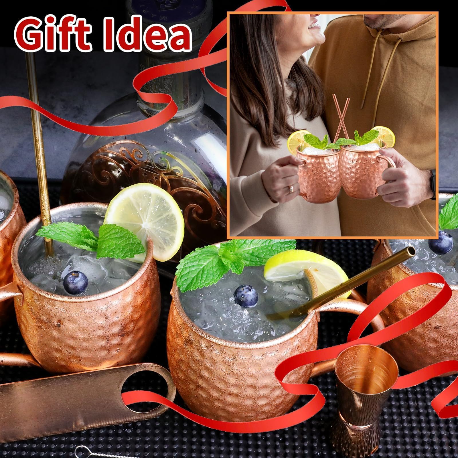 LINALL Moscow Mule: bebidas frías servidas en jarras de cobre duraderas.