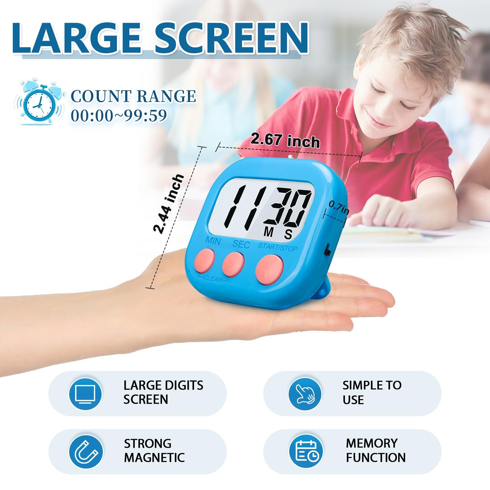 Temporizador digital LinaustFB con alarma alta y lectura clara.