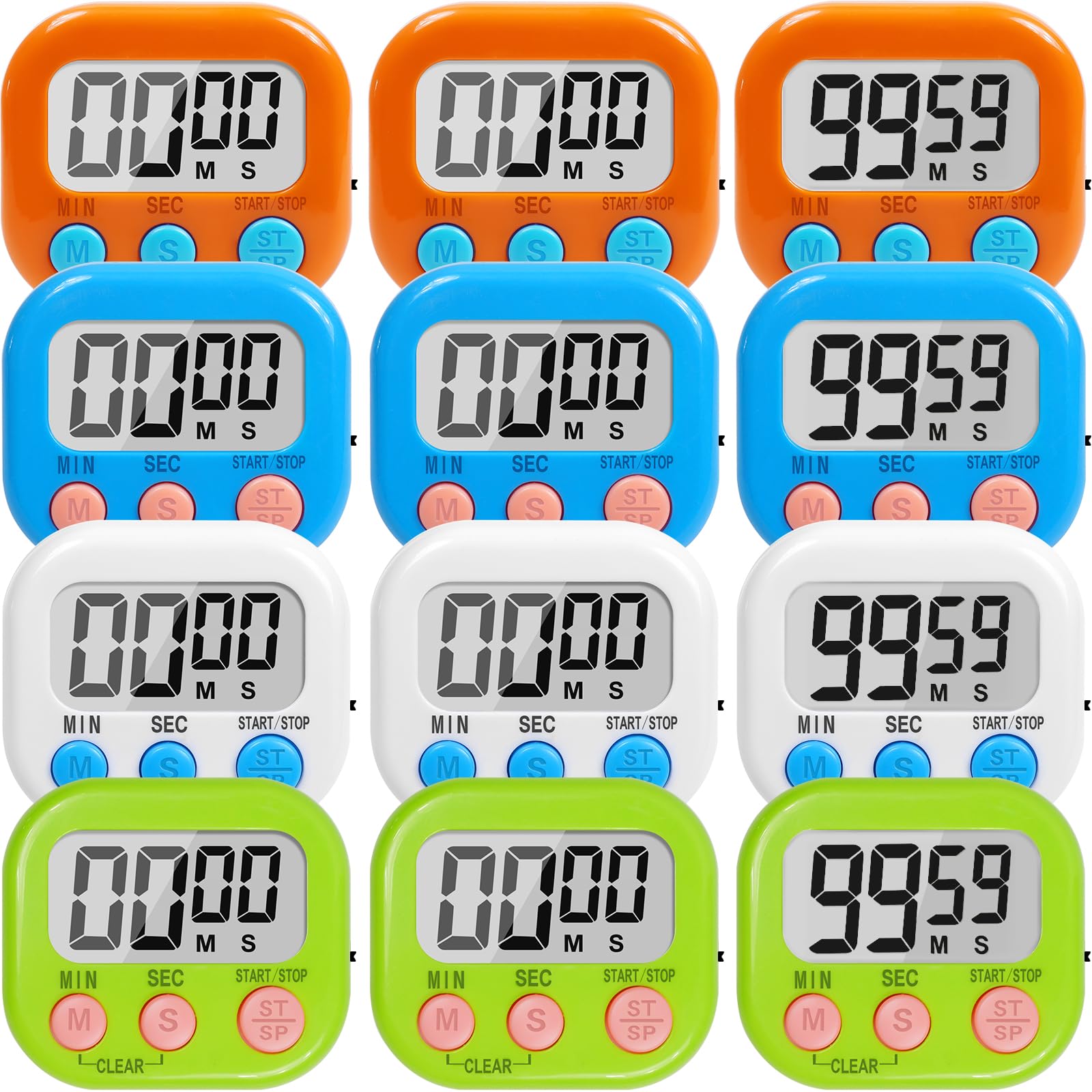 Temporizadores LinaustFB de 12 piezas con magnetismo y gran pantalla para aula.