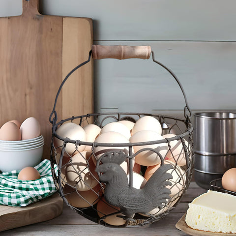 LINCOUNTRY cesta para huevos en encimera, diseño clásico y fácil limpieza.