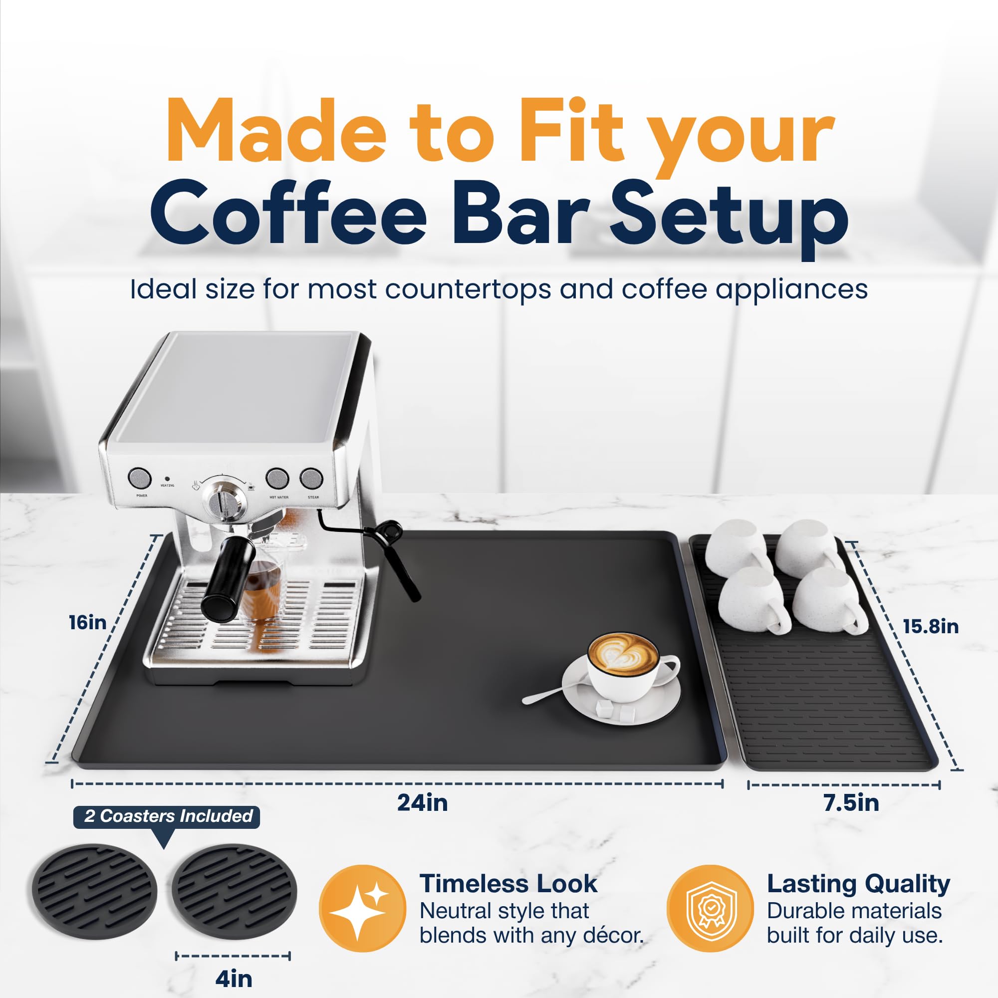 Linda's Essentials estera de café silicona antideslizante para estabilidad en la cocina