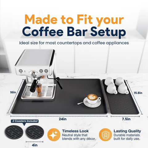 Linda's Essentials estera de café silicona antideslizante para estabilidad en la cocina
