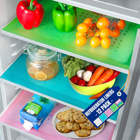 Linda's Essentials forro de estante para refrigerador protege derrames y facilita la limpieza.