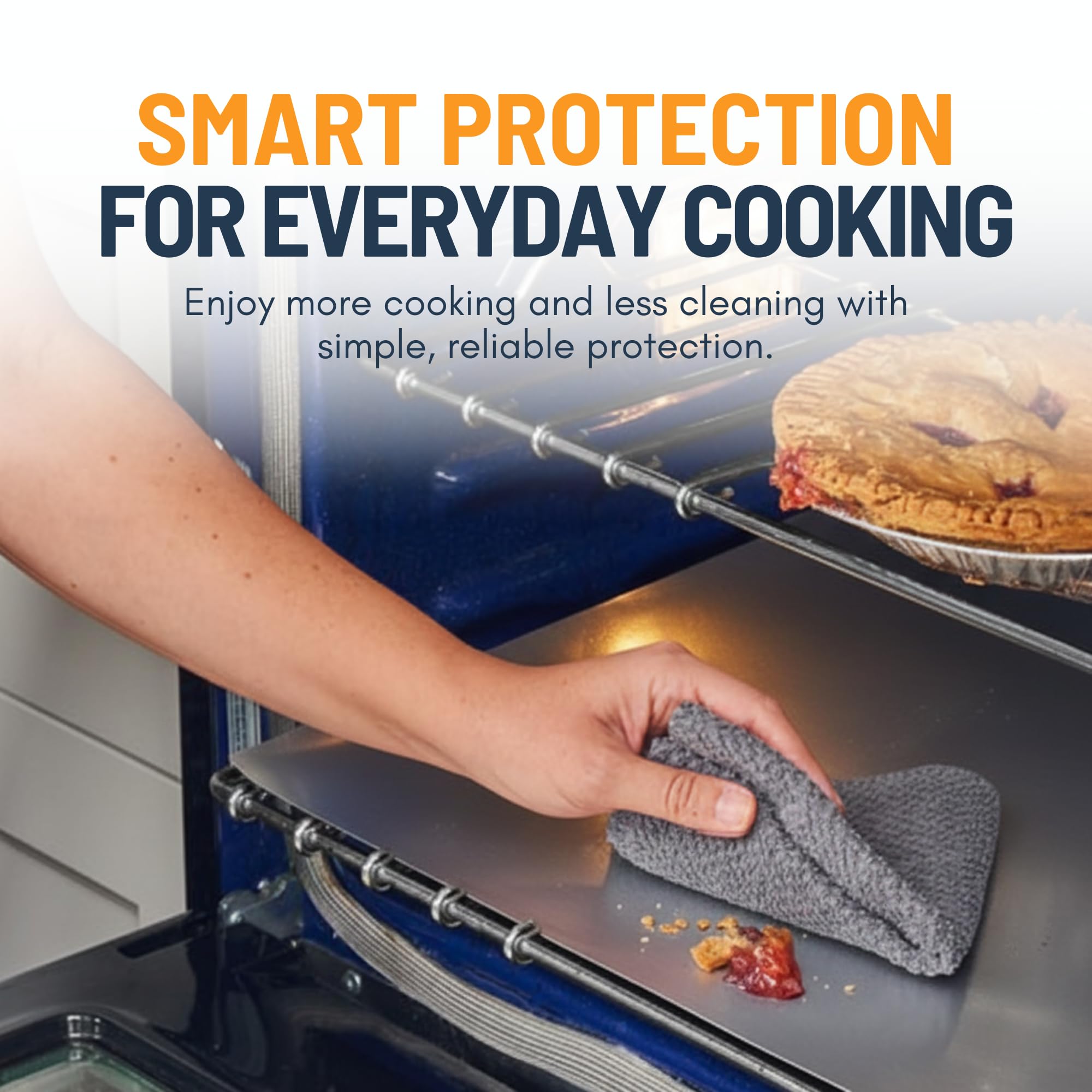 Linda's Essentials protector-horno para goteos y derrames durante cocina.
