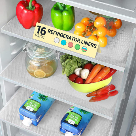 Linda's Essentials: revestimientos para estantes del refrigerador protegen derrames.