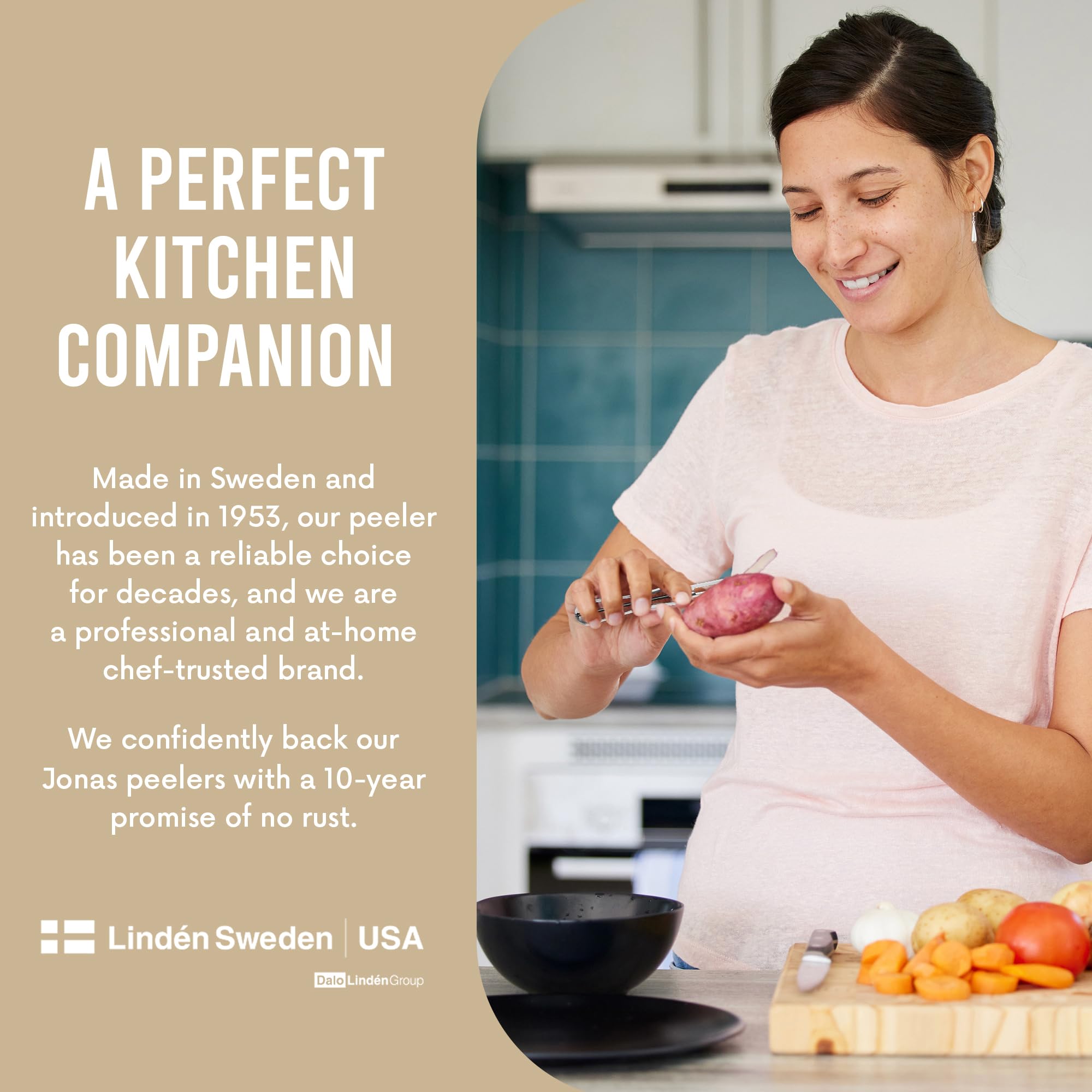 Diseño moderno Linden Sweden Jonas pelador para cocinas actuales.