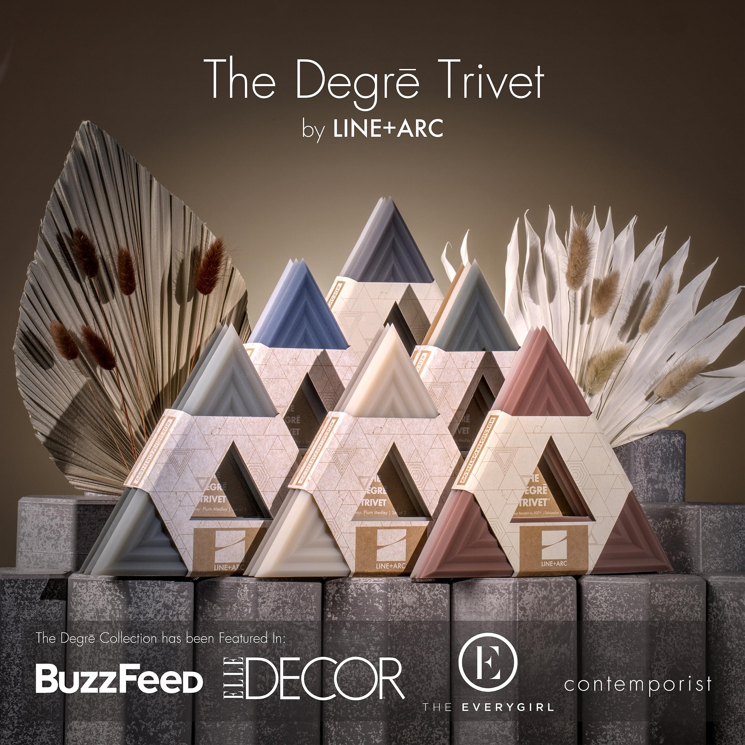 LINE+ARC Degrē trivets: silicona gruesa para cocina, protegiendo encimeras.